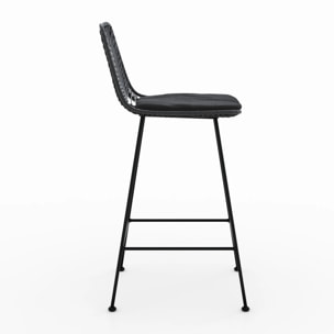 Lot de 2 chaises pour îlot central 66 cm en rotin noir - Tamara