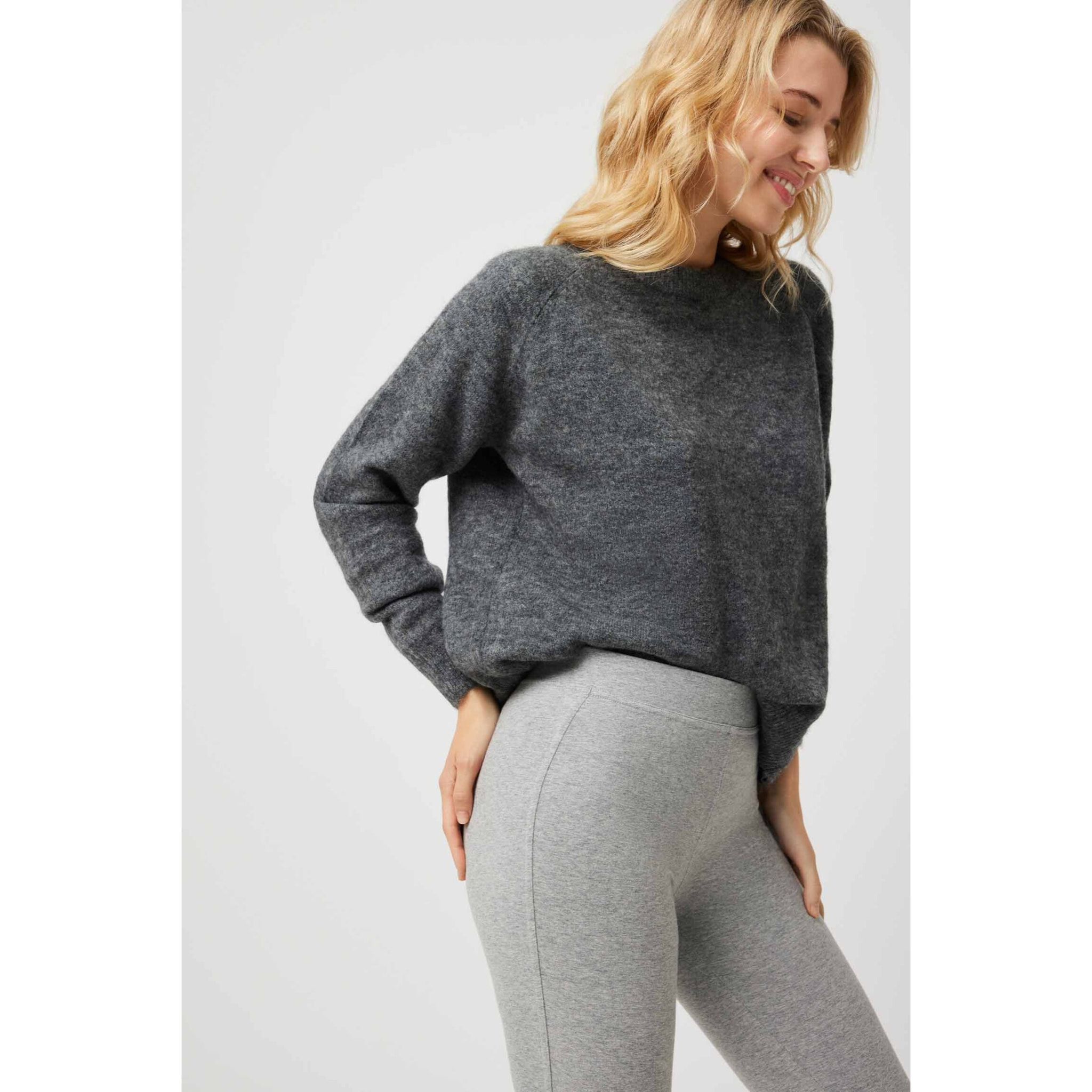 Leggings lunghi in cotone grigio basico