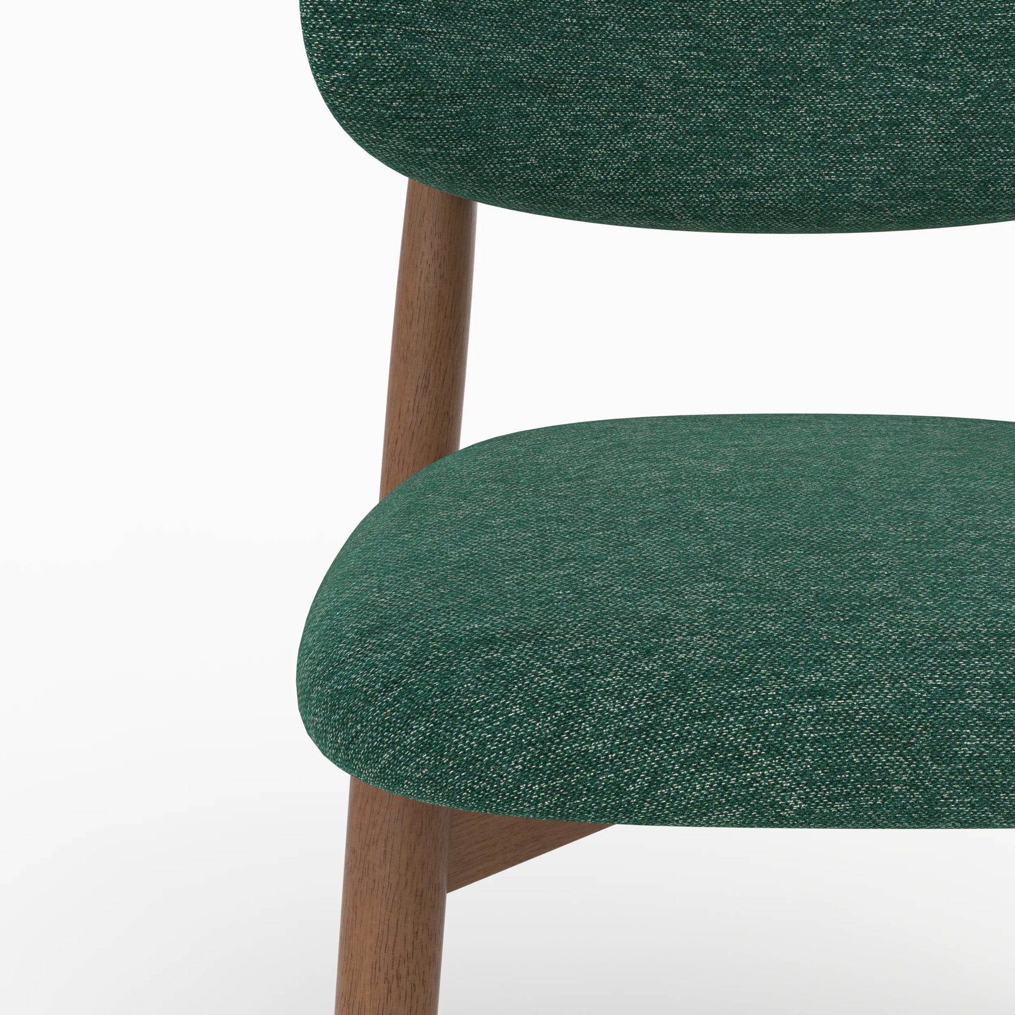 Lot de 2 chaises en tissu vert sapin et bois d'hévéa foncé - Yuna