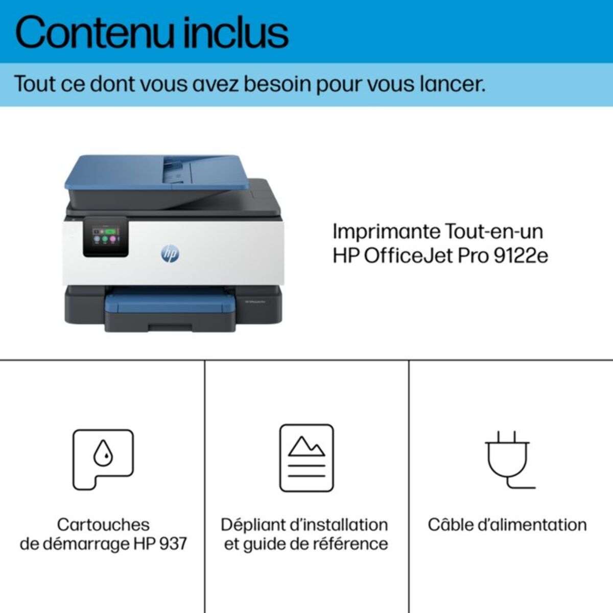 Imprimante jet d'encre HP OfficeJet Pro 9122e éligible Instant Ink