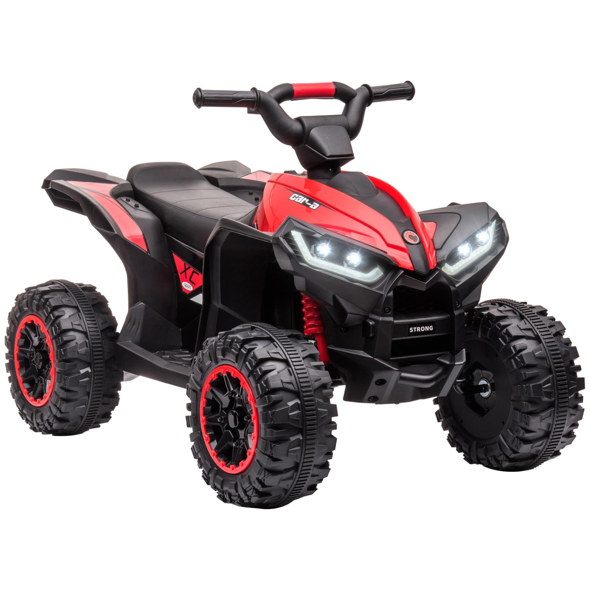 Quad Eléctrico para Niños de 3-5 Años Vehículo Eléctrico a Batería 12V con 2 Motores Faros Bocina Música Velocidad Ajustable Avance y Retroceso 83x53x55,5 cm Rojo