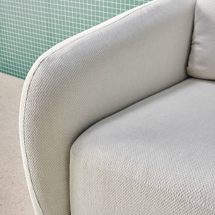 Canapé convertible 2 places tissu chenille blanc - L 170 x P 95 x H 76cm - Twist