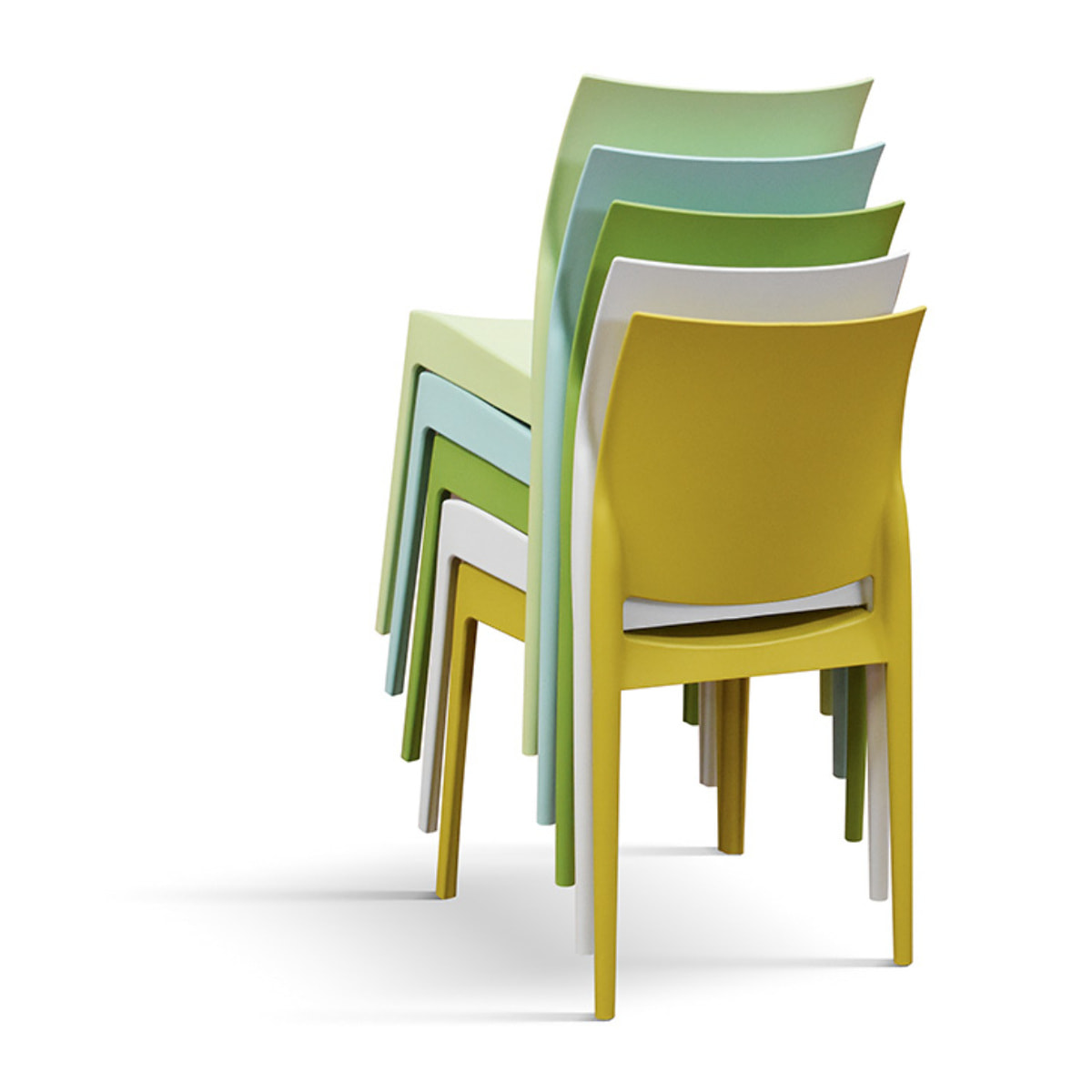 Set di 4 sedie HOBIE BEACH in polipropilene azzurro pastello, impilabili