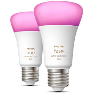 Ampoule LED connectée PHILIPS HUE W&C E27 60W x2