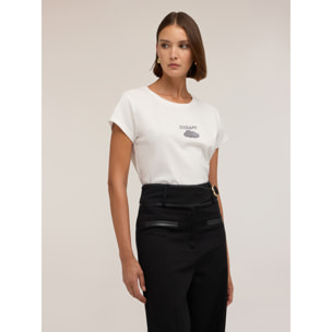 Motivi - Camiseta con letras y aplicaciones de estrás - Blanco