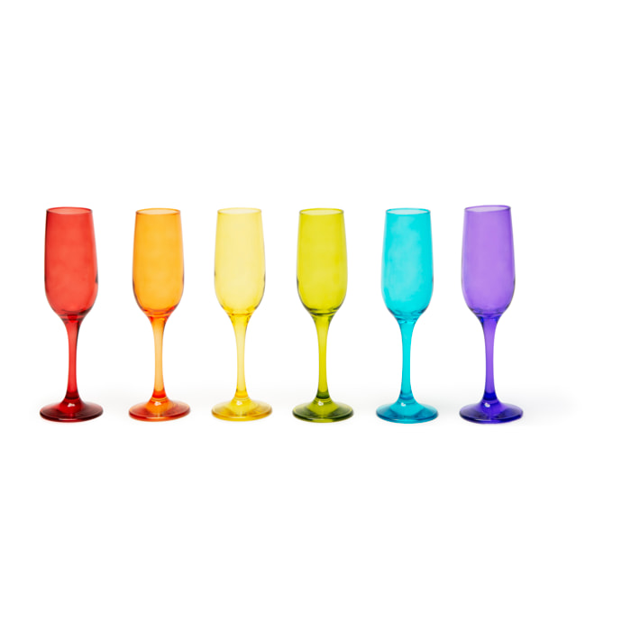 Set de 6 flûtes Excelsa Varadero, verre soufflé et pulvérisé, 25 cl, multicolore