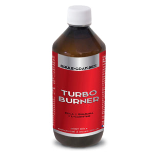 NUTRI EXPERT - Turbo Burner Concentré à boire - Brûle-graisses spécial Hommes - Favorise la combustion des graisses - Association Vitamines, L-Carnitine, Kola, Guarana - Goût Cola - Flacon 500ml