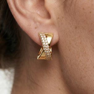 Pendientes de Circonita Brillante acabado en oro amarillo de 18k