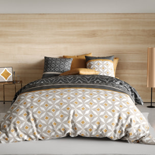 Parure housse de couette coton beige