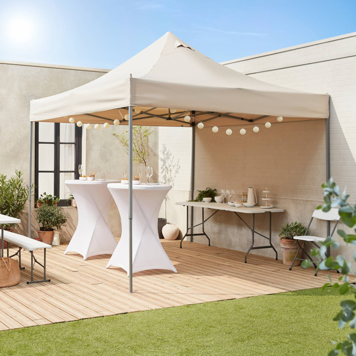 Tonnelle pliante Premium 3x3 m - Apertus Sable - Tente de jardin pop up. pergola pliable. barnum