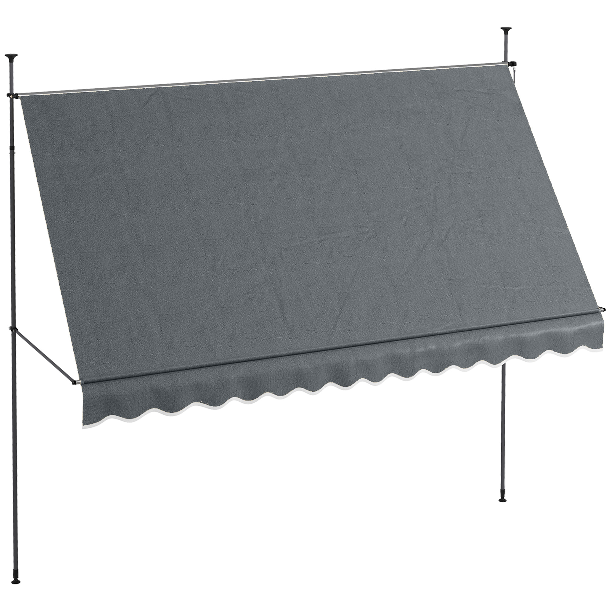 Toldo Manual Retráctil 3,5x1,2 m Toldo Exterior Terraza Enrollable Altura Ajustable con Manivela 210-300 cm Sin Taladro Protección UV30+ para Balcón Jardín Gris Oscuro