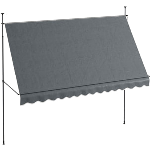 Toldo Manual Retráctil 3,5x1,2 m Toldo Exterior Terraza Enrollable Altura Ajustable con Manivela 210-300 cm Sin Taladro Protección UV30+ para Balcón Jardín Gris Oscuro