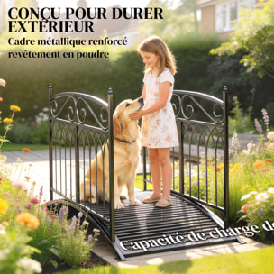 Pont de jardin métal noir style antique garde-corps latéraux max. 100 Kg