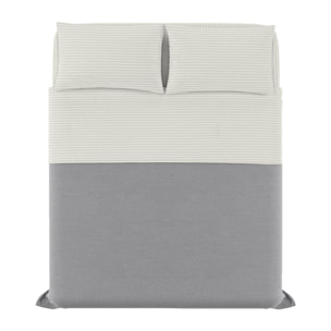 COMPLETO LETTO SATIN STRIPES RASO DI POLIESTERE MADE IN ITALY - MATRIMONIALE PANNA