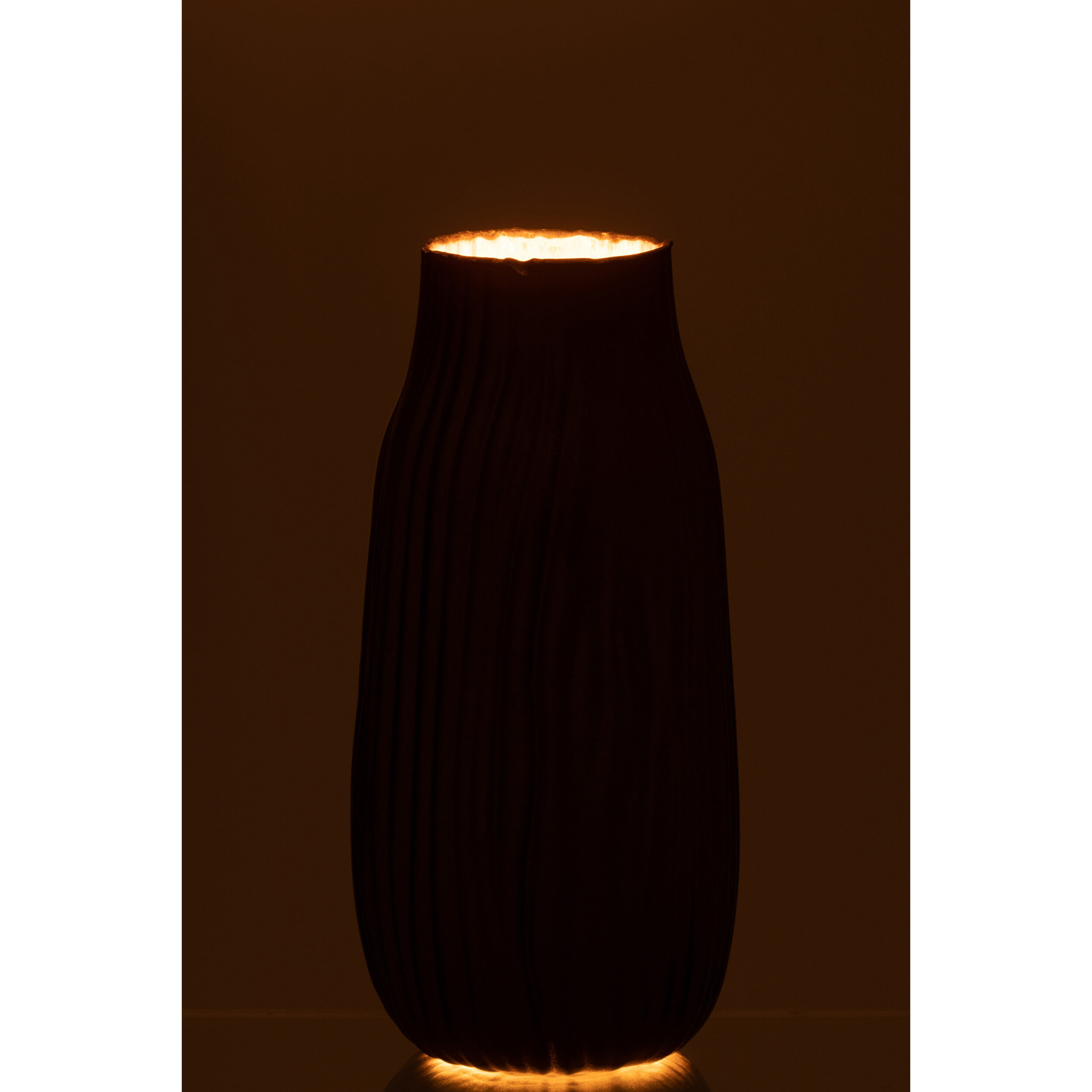 J-Line vase Rainures - verre - noir/or - medium  - 26 cm de hauteur