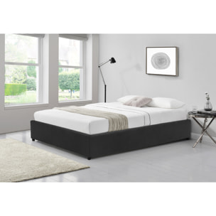 Lit coffre en velours noir 140x190 cm SALAMANQUE
