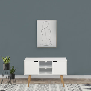 Buffet scandinave blanc avec 2 placards ALENA