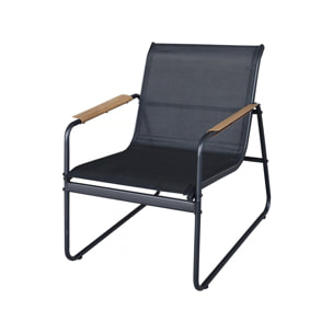 Salon de jardin en métal avec décor imitation bois "Sparta" - 4 places - Noir