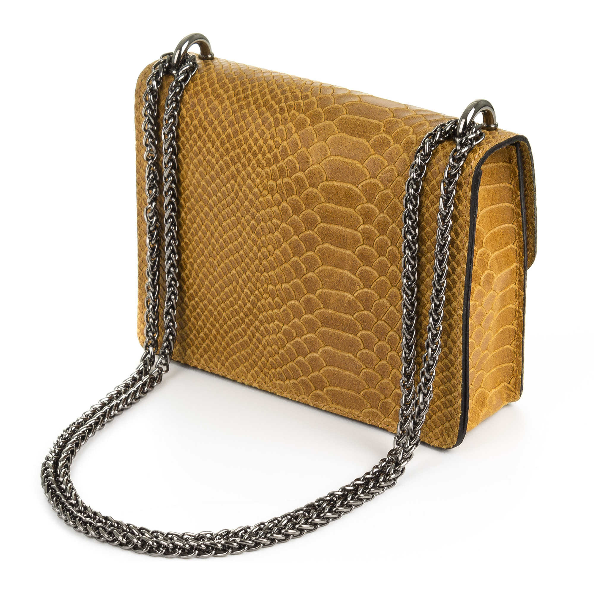 Lorenza Bolso de mano Mujer.Piel auténtica Gamuza Grabado Serpiente