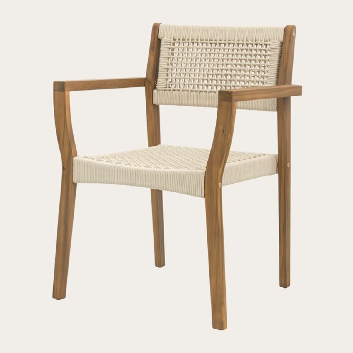 Pack de 4 chaises -bois massif d'acacia et corde-couleur beige 58 x 83 x 60 cm