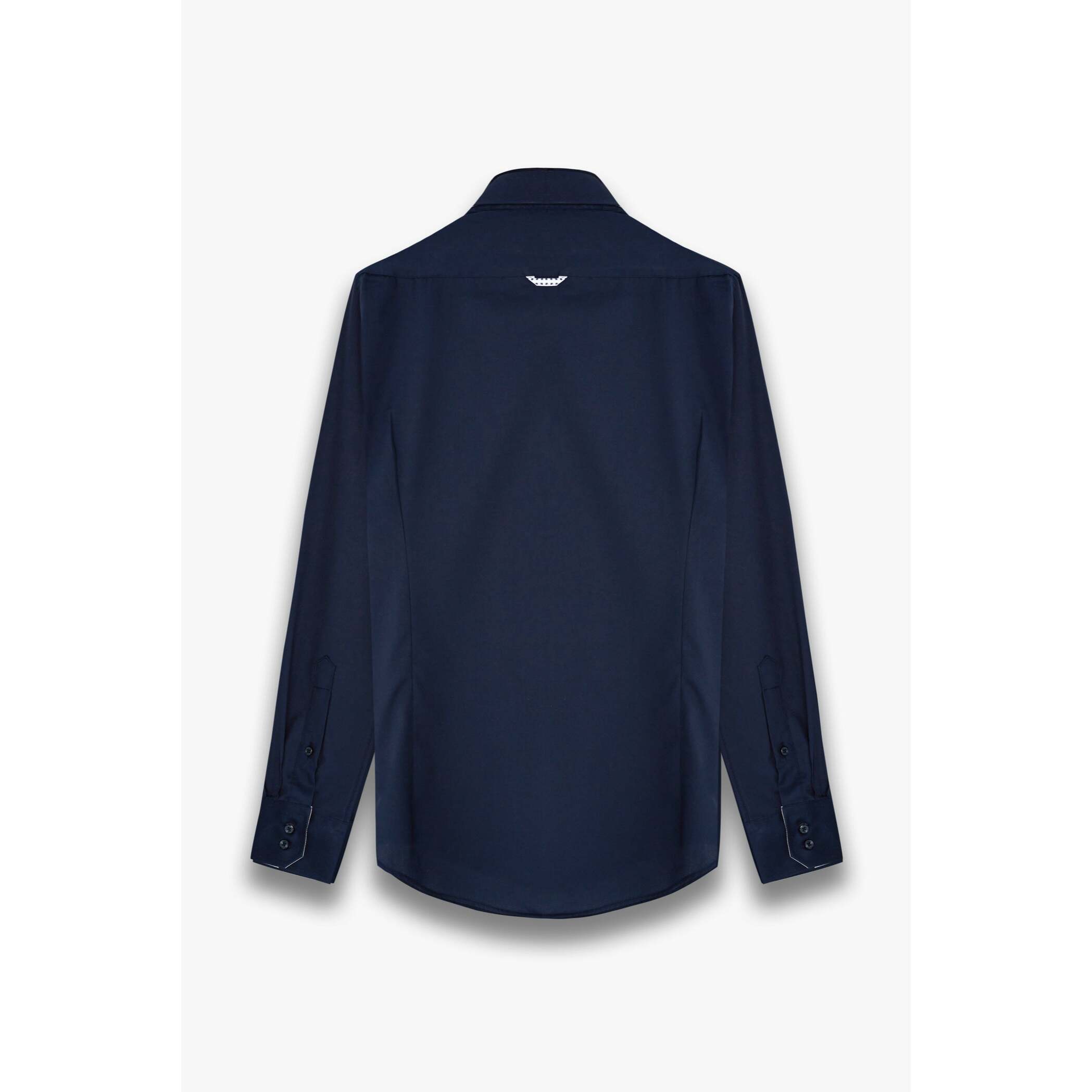 Camicia Uomo 2 Bottoni Button Down Slim Satin Unito Blu