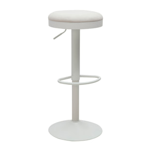 Tabourets de bar réglables en tissu chenille écru et métal (lot de 2) THOR