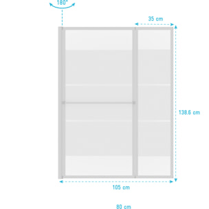 Pare baignoire relevable 139x105cm avec volet - verre transparent avec bande depolie