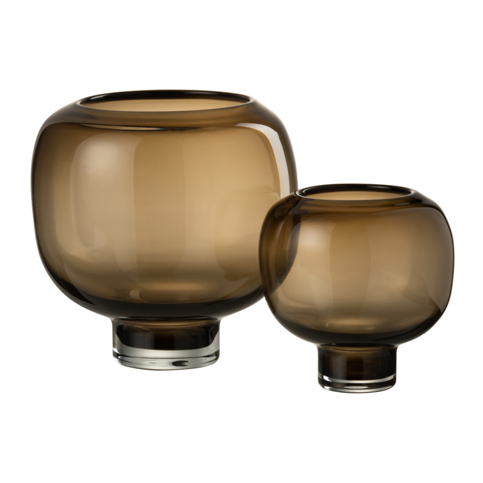 J-Line vase Sur Pied Rond - verre - marron foncé - large - Ø 20.5 cm