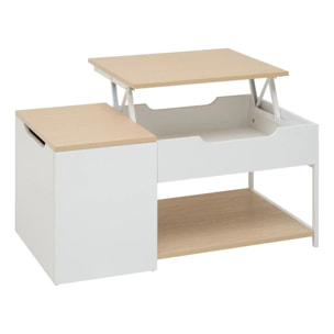 Table basse relevable Luma rectangulaire 50x90cm blanc
