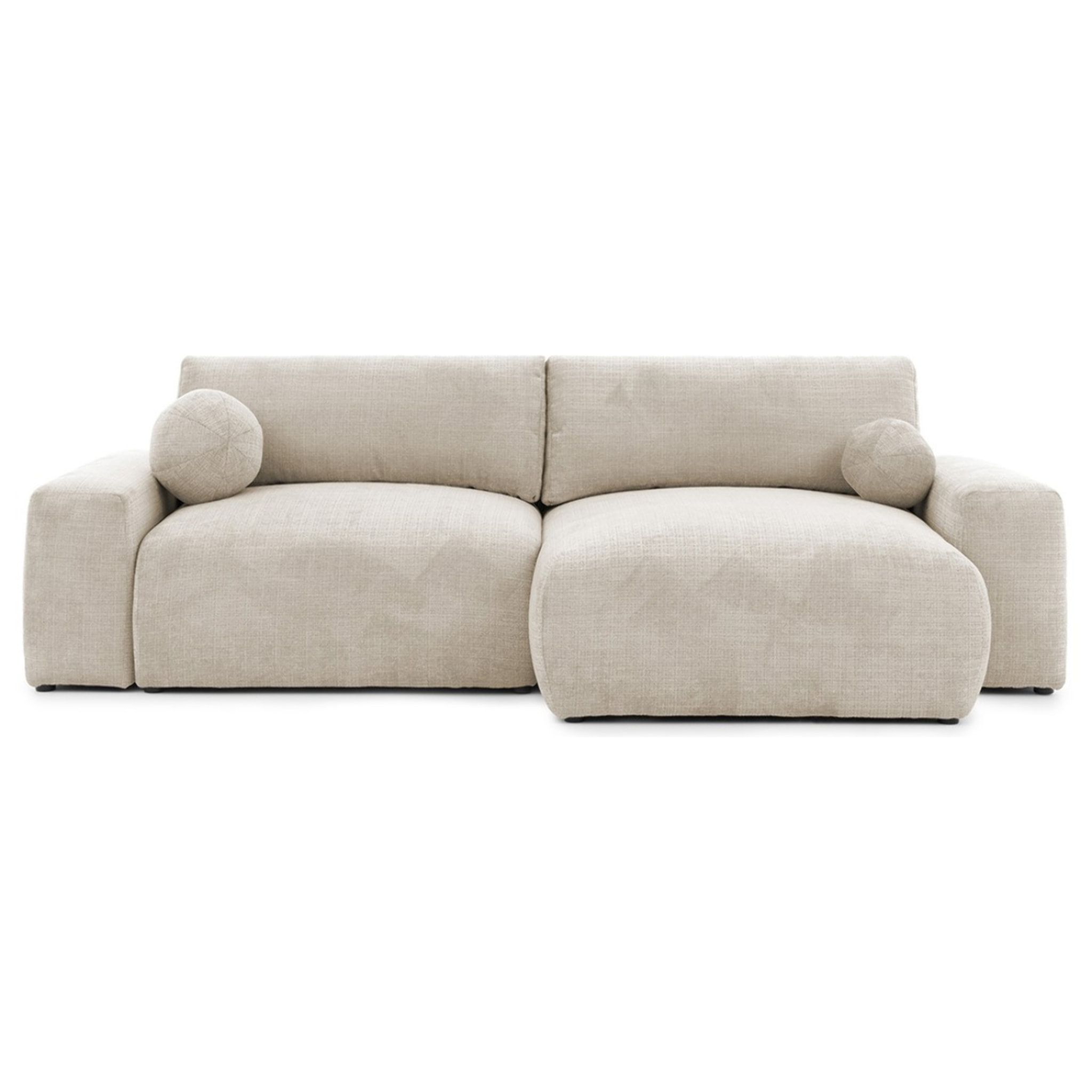 Constance - Canapé d'angle réversible 4 places convertible avec coffre en velours texturé - Beige