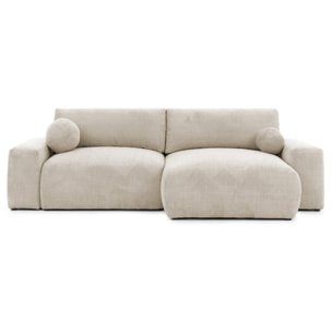 Constance - Canapé d'angle réversible 4 places convertible avec coffre en velours texturé - Beige