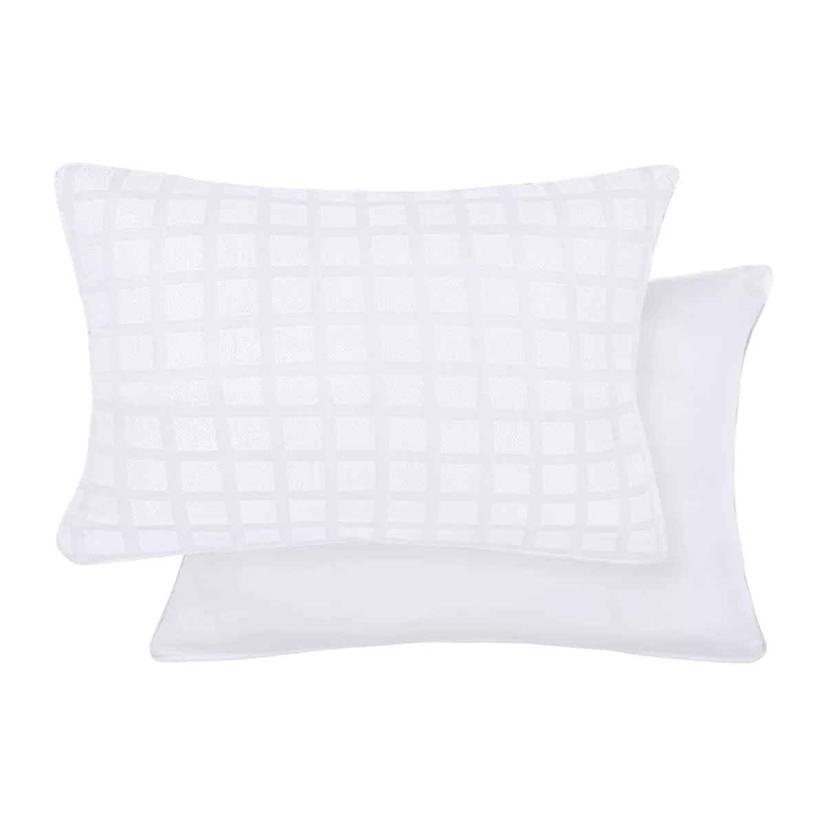 Taie d'oreiller satin de coton motif jacquard blanc Allegria neige
