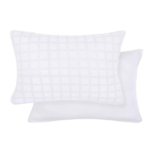 Taie d'oreiller satin de coton motif jacquard blanc Allegria neige