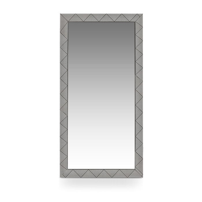 Espejo rectangular Triangles poliestireno plateado y negro 142x62x2 cm