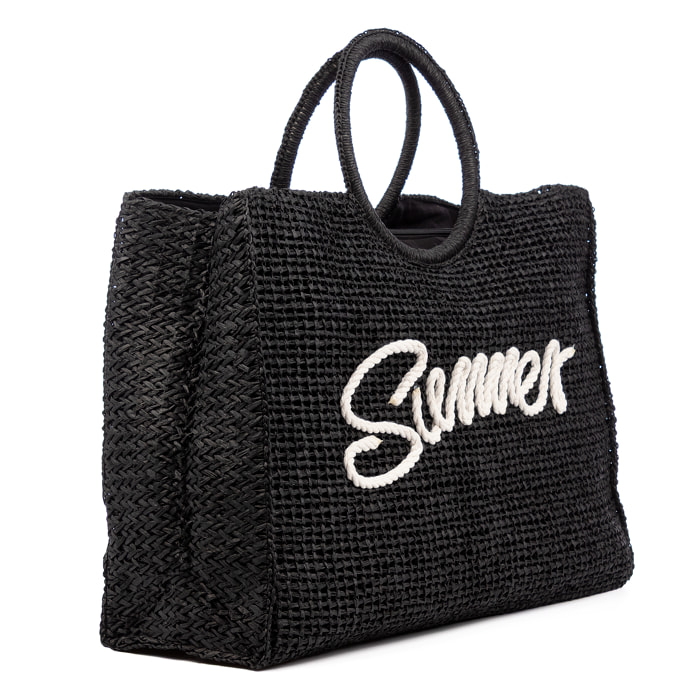 Bergantino Borsa shopping Donna. Realizzata in carta intrecciata design "Summer"