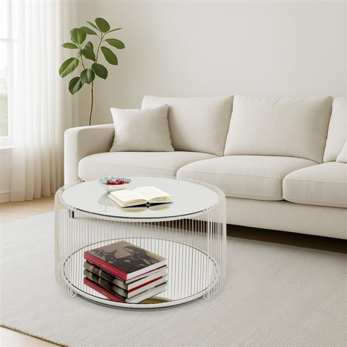 Table basse Wire Double 80cm beige Kare Design