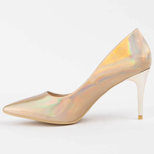 Zapato De Tacón - Dorado - Altura: 8 Cm