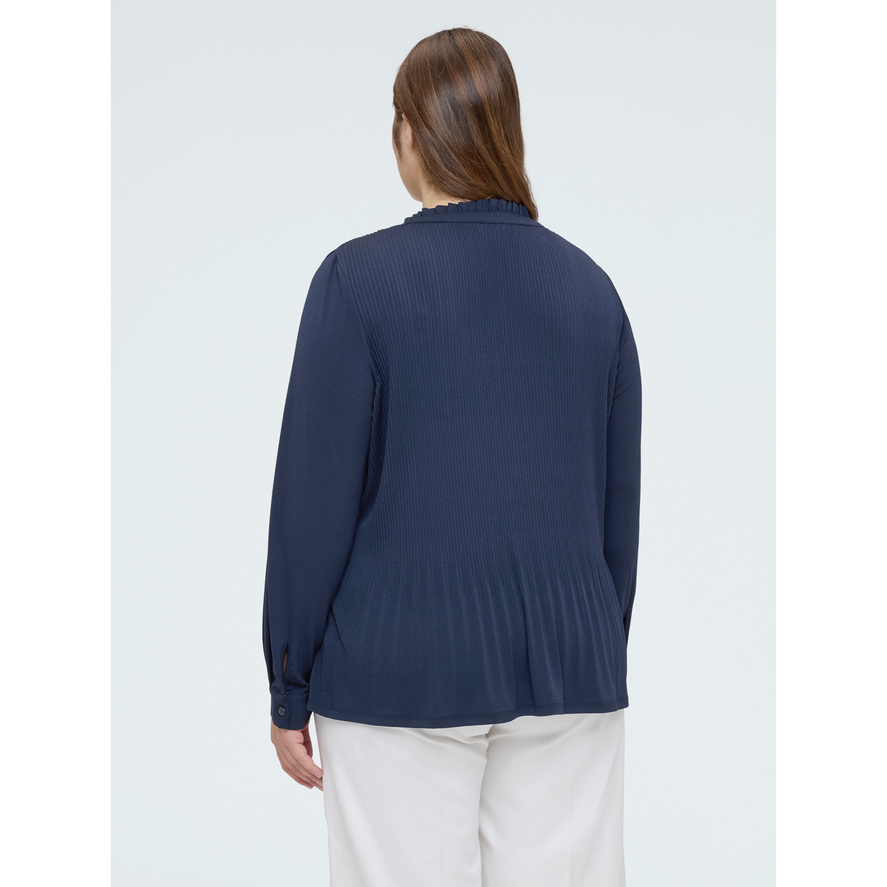 Fiorella Rubino - Blusa de jersey plisado con botones - Azul