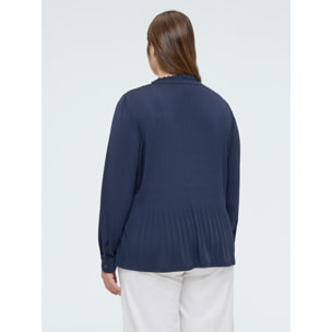 Fiorella Rubino - Blusa de jersey plisado con botones - Azul