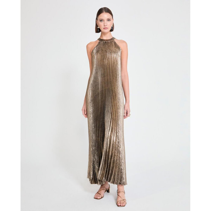 Abito plissettato color oro
