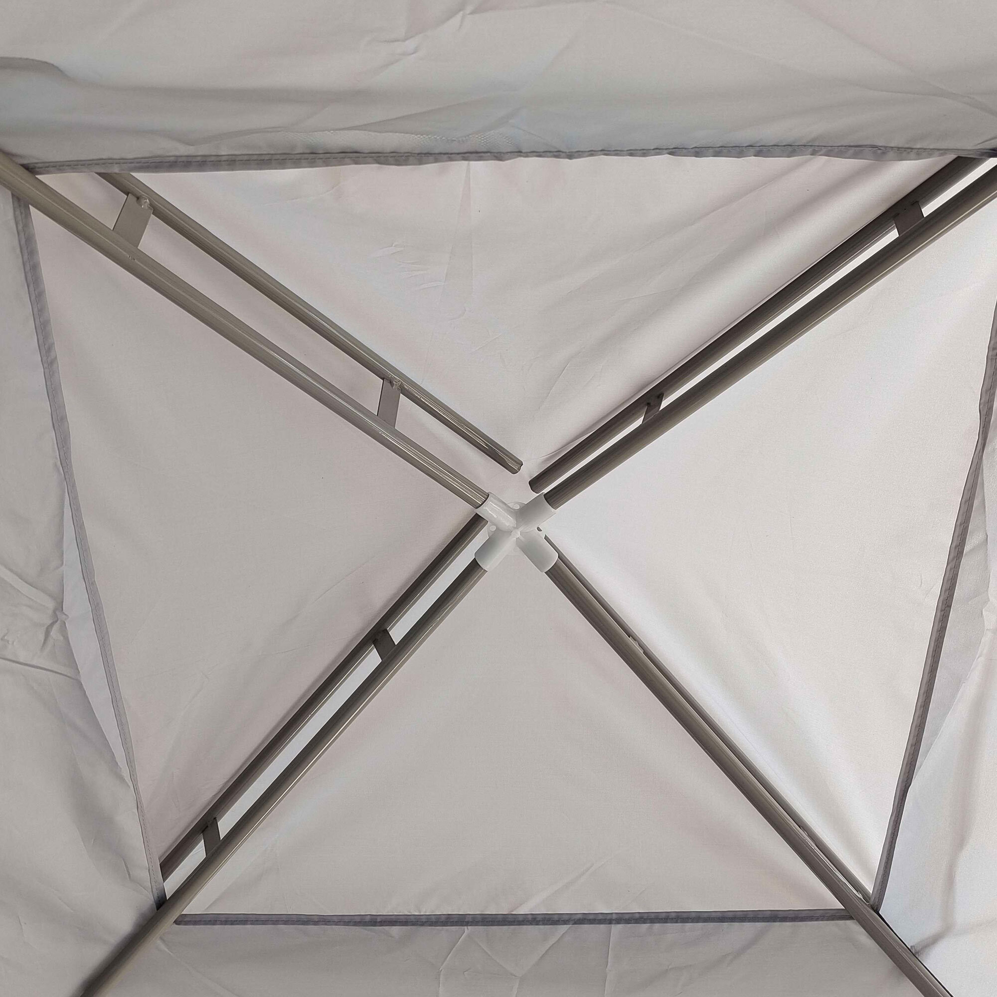 Carpa de Jardín 3x3 m Cenador Gazebo con 4 Mosquiteras Laterales Techo Doble 8 Orificios de Drenaje y Marco de Metal para Terraza Patio Exterior Gris