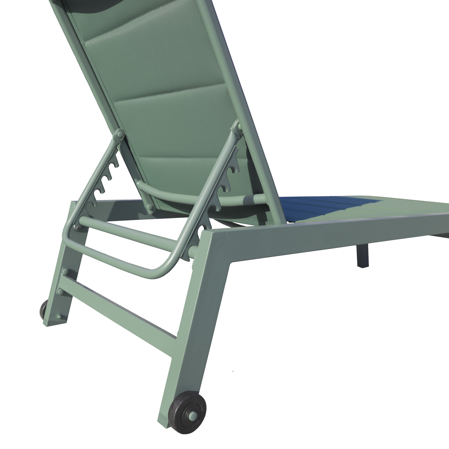 Set bain de soleil et table d'appoint BARBADOS en textilène vert sauge - aluminium vert sauge