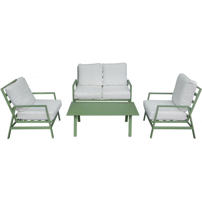 Salon de jardin en métal "Queens" - 4 places - Vert
