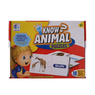 PUZLES EDUCATIVOS 30 EN 1: APRENDE INGLÉS ANIMALES 2pcs/puzle