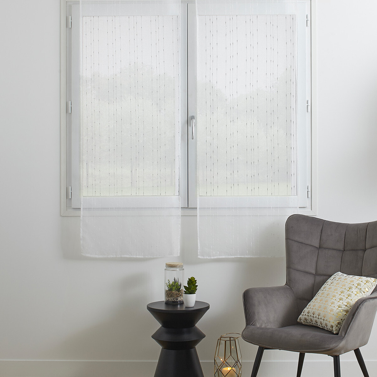 Lot de 2 voilages "Anissa" blanc 60x160cm