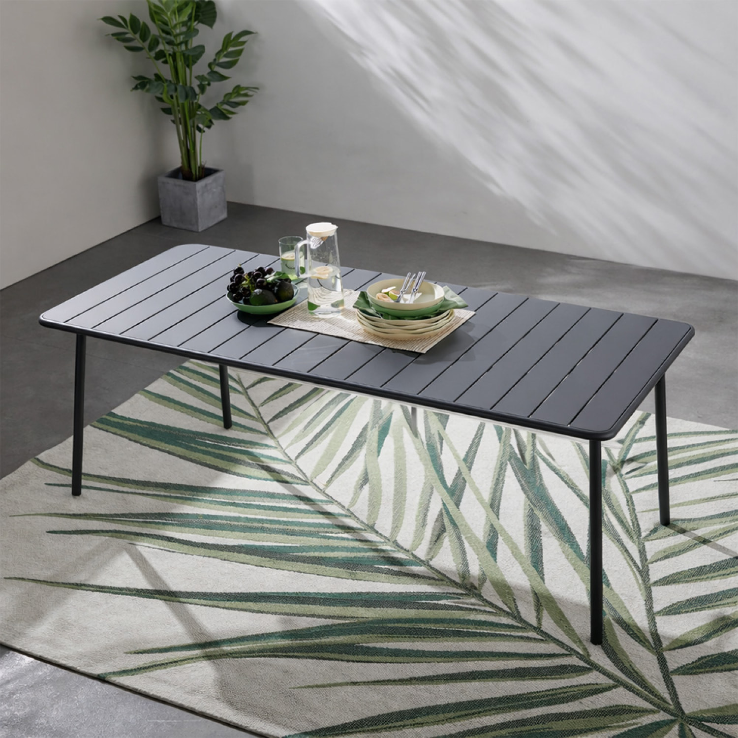 EVORA Table de jardin 6 places 160cm gris foncé