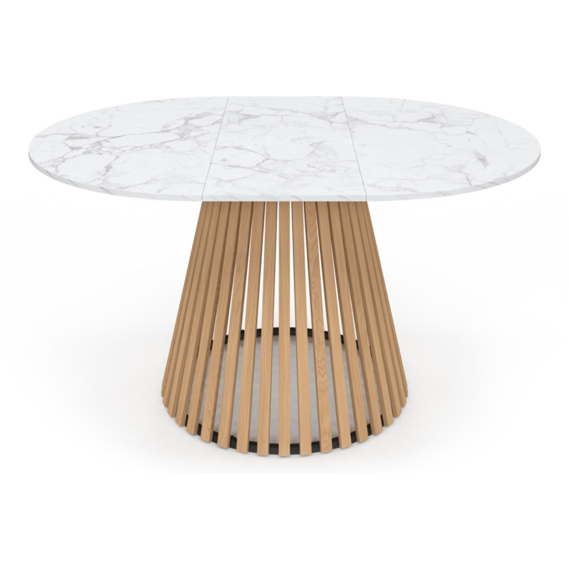 Table à manger ronde extensible Camélia Ø110-150cm effet marbre