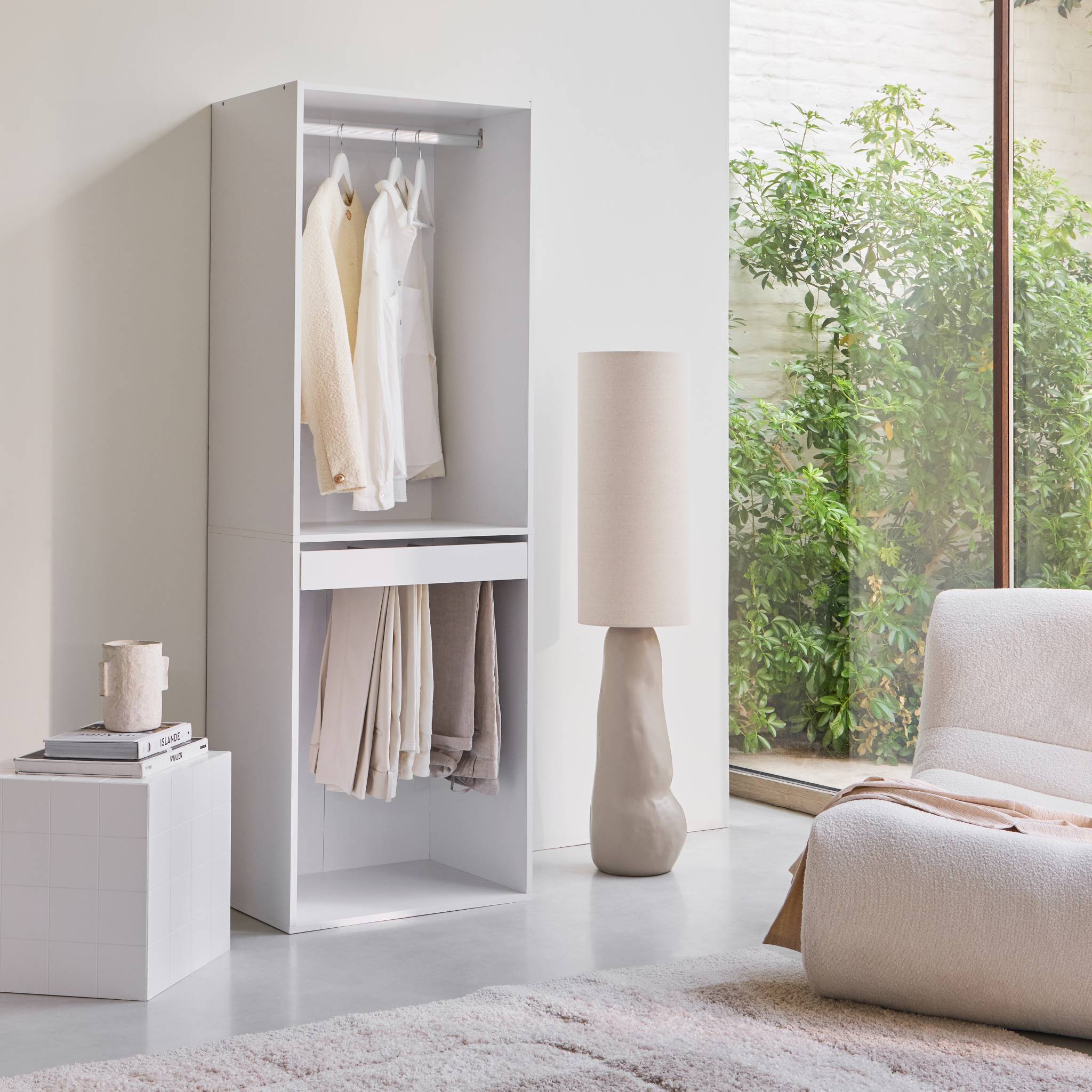 Module dressing décor bois avec penderie et porte-pantalons MODULO