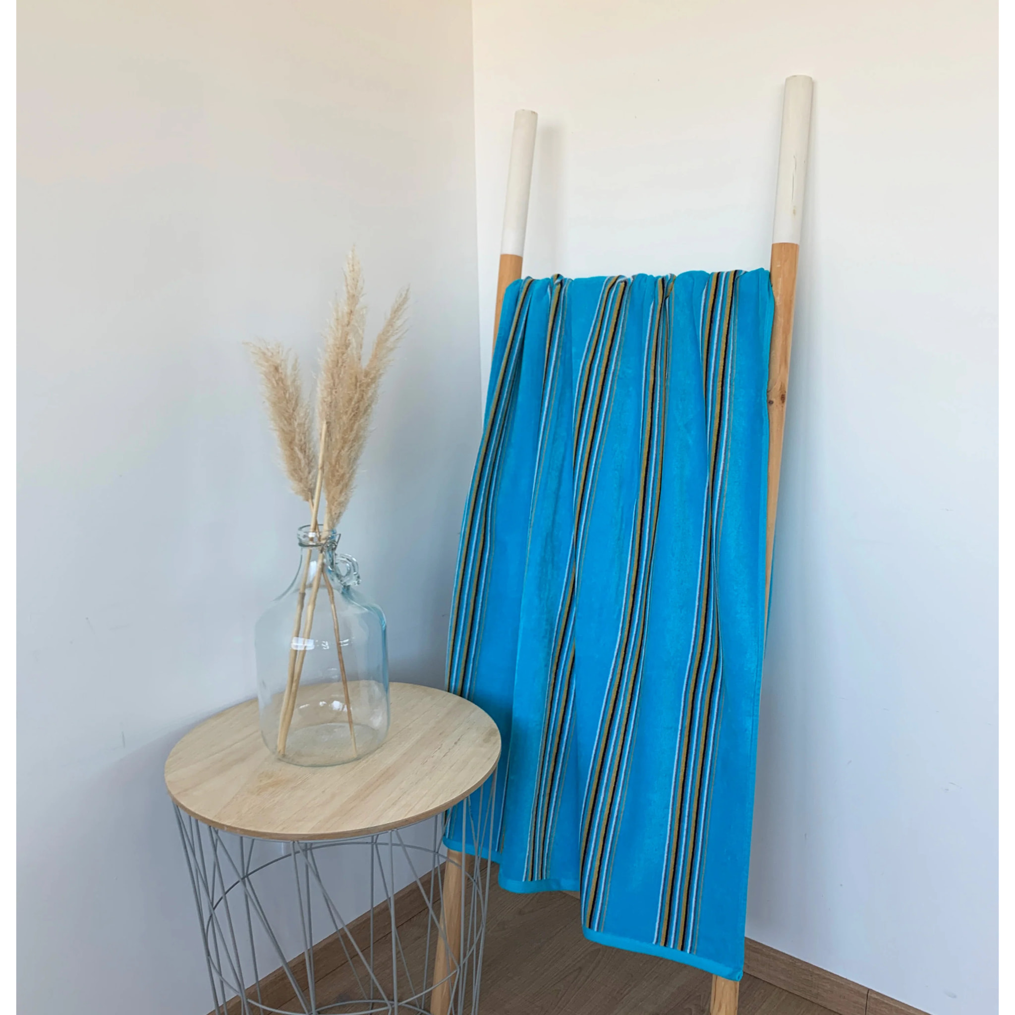 Serviette de plage L éponge velours Jacquard - Milonga Turquoise - 400g/m²