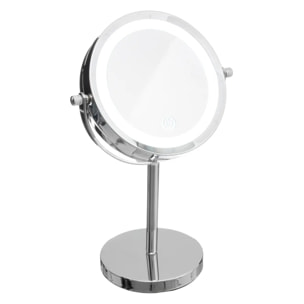 Miroir avec pied à led 19cm métal chromé